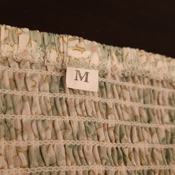 3/$20 SHEIN Floral Print Cami Dress Ruched Smocked Tiered Ruffle Babydoll Green - Picture 14 of 16